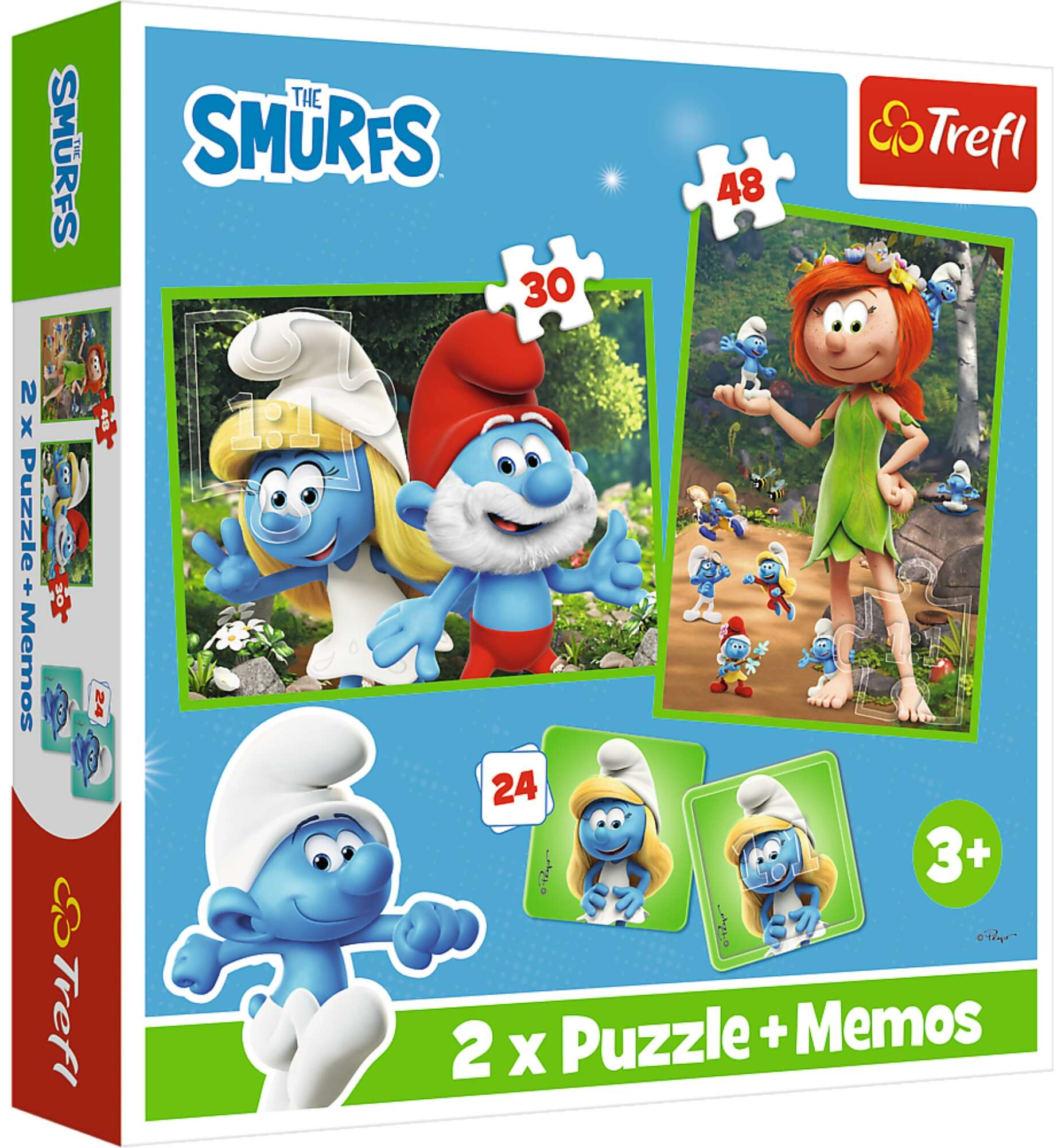 ND01_245631 PUZZLE 2w1+ memos Wesole zabawy Smerf