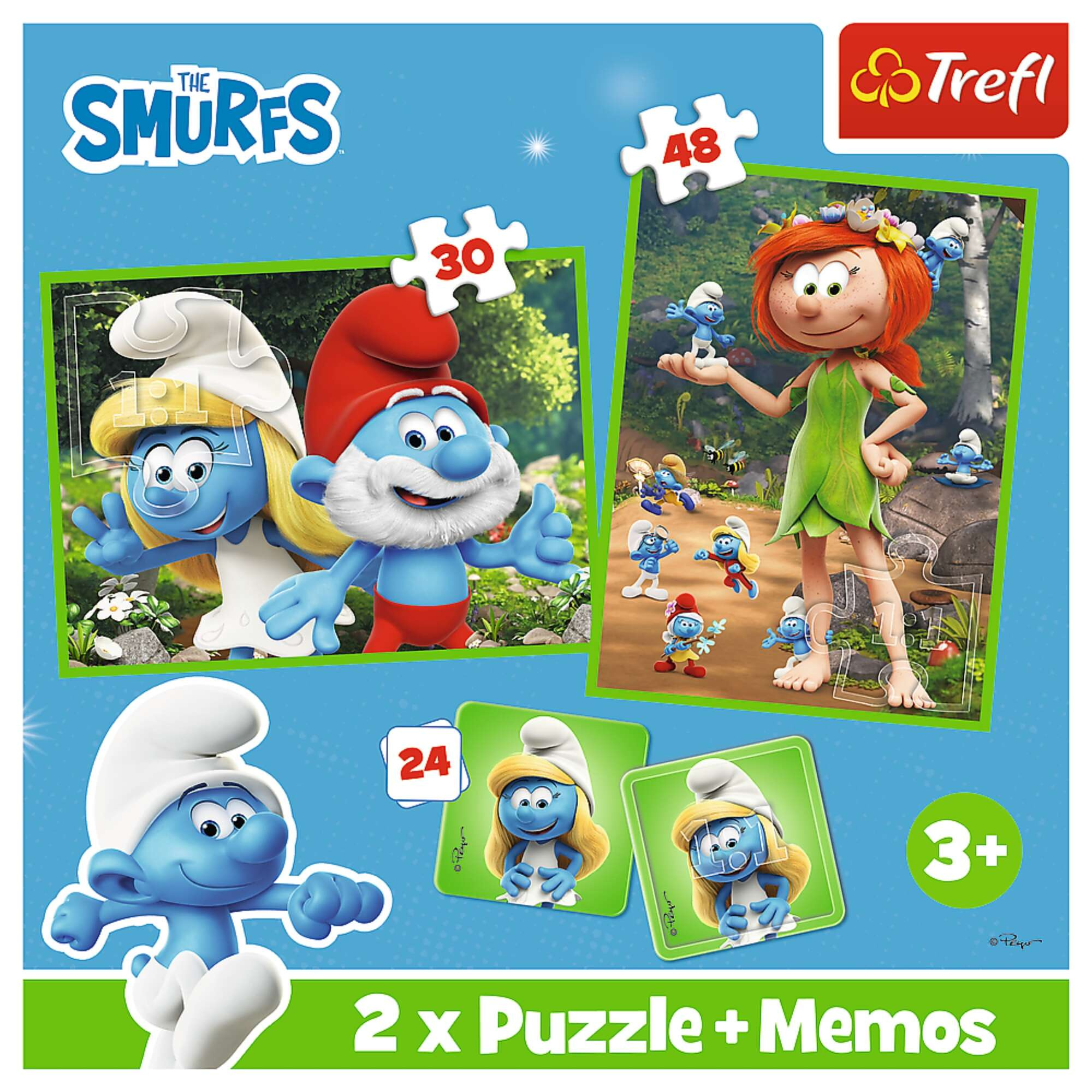 ND01_245631 PUZZLE 2w1+ memos Wesole zabawy Smerf